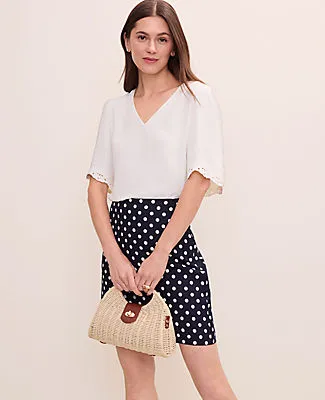 Ann Taylor Petite Embroidered Mixed Media Top sold by Ann Taylor