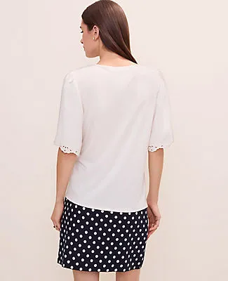 Ann Taylor Petite Embroidered Mixed Media Top sold by Ann Taylor product image thumbnail 2