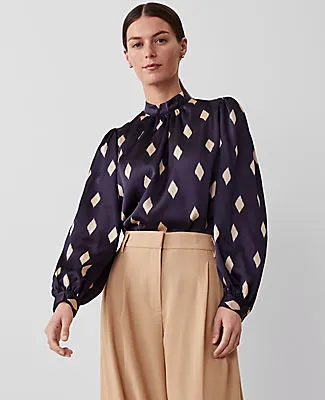 Ann Taylor Petite Geo Mock Neck Blouse sold by Ann Taylor