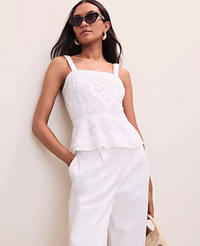 Ann Taylor Petite Eyelet Peplum Top made by Ann Taylor