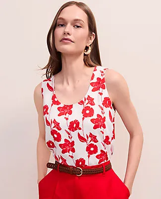 Ann Taylor Floral Mixed Media Tank Top sold by Ann Taylor