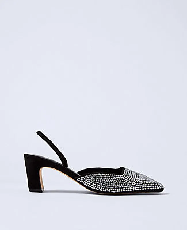 Ann Taylor Suede Embellished Slingback Pump made by Ann Taylor
