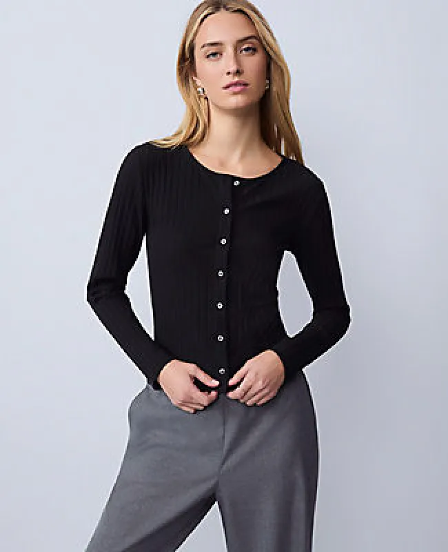 Ann Taylor Petite Weekend Crew Neck Cardigan made by Ann Taylor