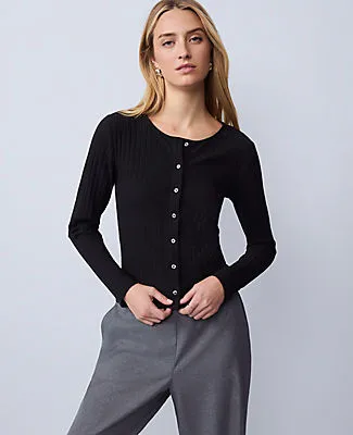 Ann Taylor Petite Weekend Crew Neck Cardigan sold by Ann Taylor