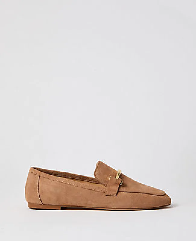 Ann Taylor Chain Embellished Suede Loafer made by Ann Taylor