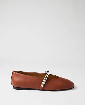 Ann Taylor Leather Hardware Embellished Mary Jane Flat sold by Ann Taylor