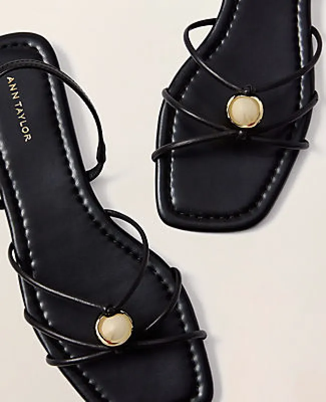 Ann Taylor Leather Hardware Embellished Sandal made by Ann Taylor