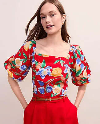 Ann Taylor Floral Puff Sleeve Blouse sold by Ann Taylor