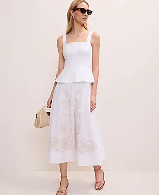 Ann Taylor Petite Embroidered Peplum Flare Midi Dress sold by Ann Taylor