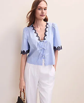 Ann Taylor Striped Strapless Top in Linen Blend sold by Ann Taylor product image thumbnail 3