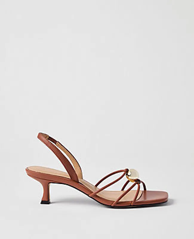 Ann Taylor Leather Embellished Kitten Heel Sandal made by Ann Taylor