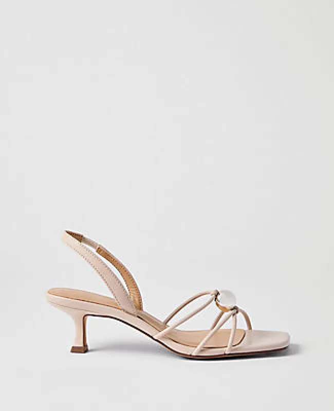 Ann Taylor Leather Embellished Kitten Heel Sandal made by Ann Taylor