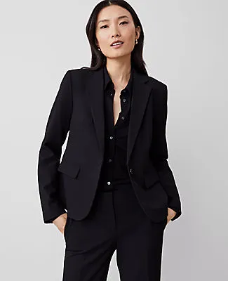 Ann Taylor The Petite Notched Single Button Blazer in Seasonless Stretch sold by Ann Taylor