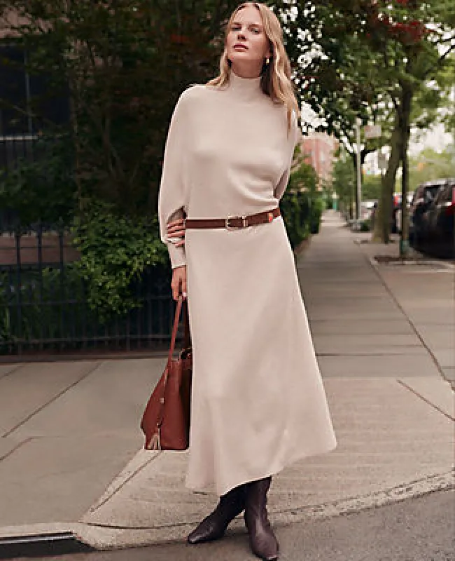 Ann Taylor Weekend Ribbed Turtleneck Sweater Dress made by Ann Taylor