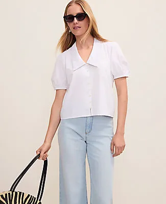 Ann Taylor Weekend Lace Trim Blouse sold by Ann Taylor