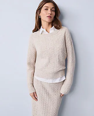 Ann Taylor Weekend Mixed Stitch Crew Neck Sweater sold by Ann Taylor product image thumbnail 3