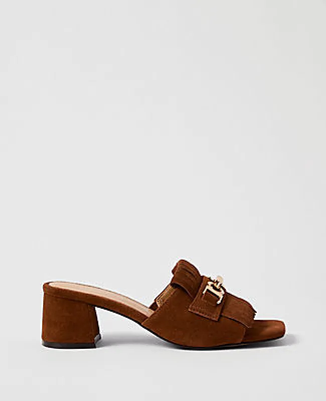 Ann Taylor Suede Kiltie Block Heel Sandal made by Ann Taylor