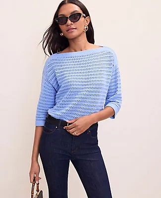 Ann Taylor Pointelle Boatneck Sweater sold by Ann Taylor product image thumbnail 3