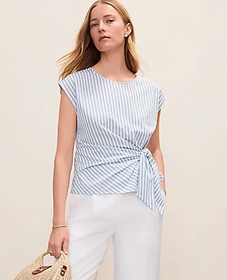 Ann Taylor Striped Tie Waist Tee sold by Ann Taylor