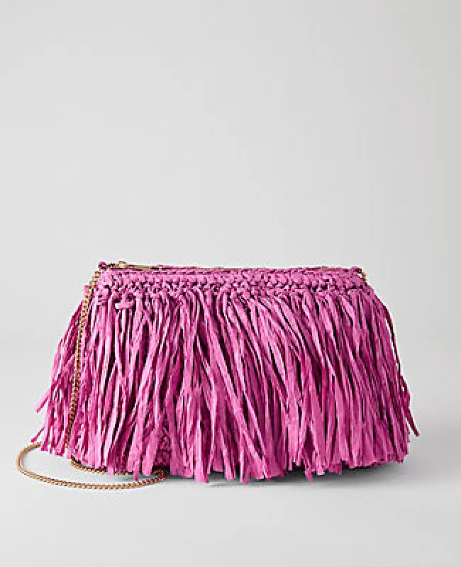 Ann Taylor Raffia Fringe Clutch made by Ann Taylor