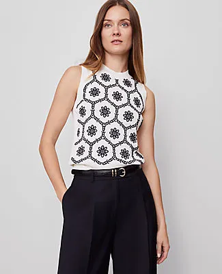 Ann Taylor Floral Embroidered Sweater Shell Top sold by Ann Taylor