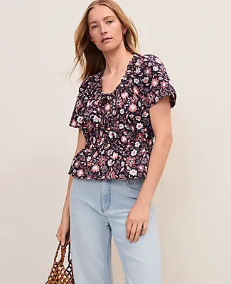 Ann Taylor Floral Gathered Peplum Top sold by Ann Taylor