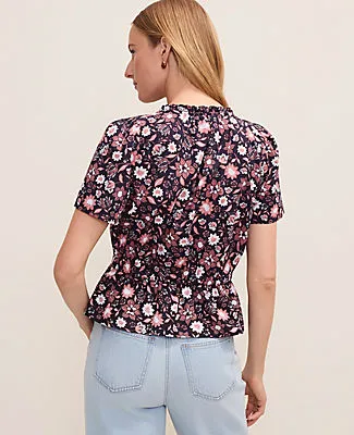 Ann Taylor Floral Gathered Peplum Top sold by Ann Taylor product image thumbnail 2