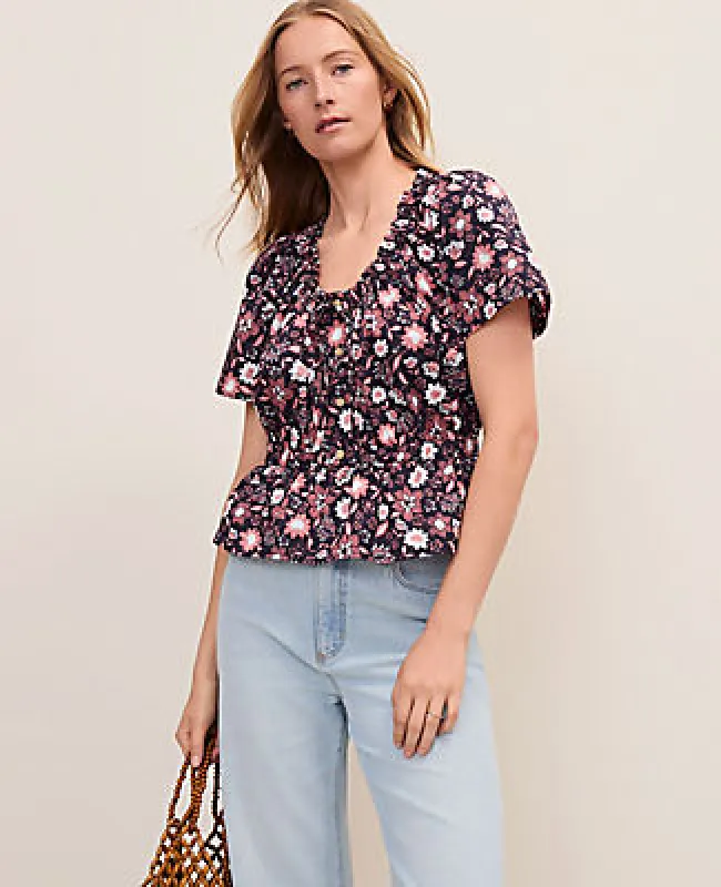 Ann Taylor Floral Gathered Peplum Top made by Ann Taylor