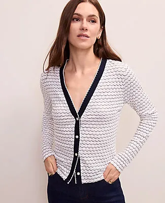 Ann Taylor Scalloped V-Neck Cardigan sold by Ann Taylor product image thumbnail 3