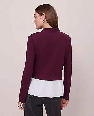 Ann Taylor Weekend Mixed Media Peplum Cardigan sold by Ann Taylor product image thumbnail 2