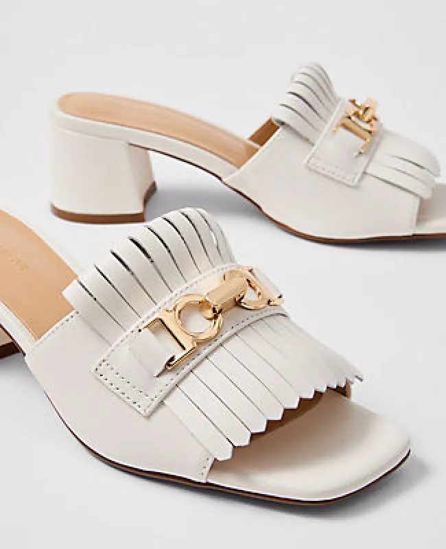 Ann Taylor Leather Kiltie Block Heel Sandal made by Ann Taylor
