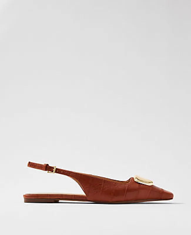 Ann Taylor Leather Buckle Slingback Flat made by Ann Taylor
