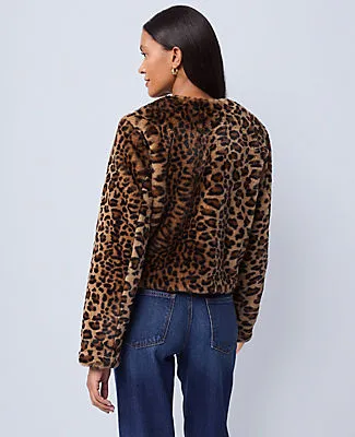 Ann Taylor Petite Weekend Faux Fur Animal Print Jacket sold by Ann Taylor product image thumbnail 2