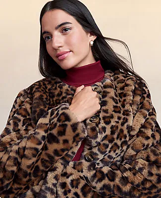 Ann Taylor Petite Weekend Faux Fur Animal Print Jacket sold by Ann Taylor product image thumbnail 3