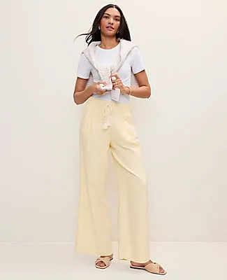 Ann Taylor Petite Weekend Easy Fit Wide-Leg Pant in Linen Blend sold by Ann Taylor