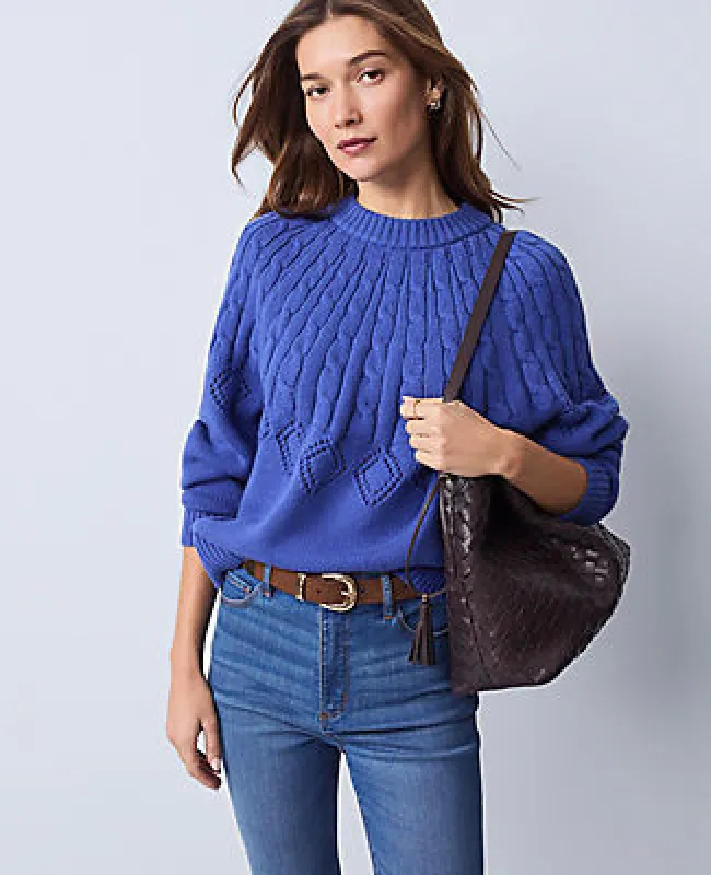 Ann Taylor Petite Weekend Mixed Stitch Sweater made by Ann Taylor