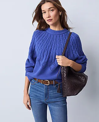 Ann Taylor Petite Weekend Mixed Stitch Sweater sold by Ann Taylor