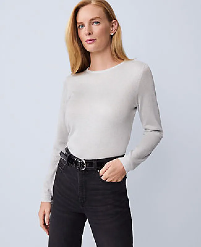 Ann Taylor Shimmer Essential Crew Neck Sweater made by Ann Taylor