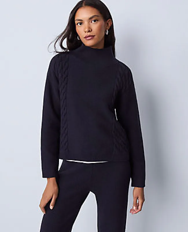 Ann Taylor Weekend Mixed Cable Sweater made by Ann Taylor