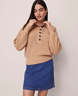 Ann Taylor Weekend Ribbed Henley Sweater sold by Ann Taylor
