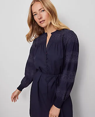 Ann Taylor Petite Weekend Ruffle Collar Belted Shift Dress sold by Ann Taylor product image thumbnail 3