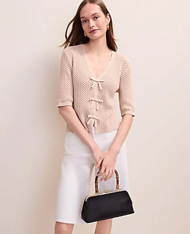 Ann Taylor Textured Stitch Bow Cardigan made by Ann Taylor