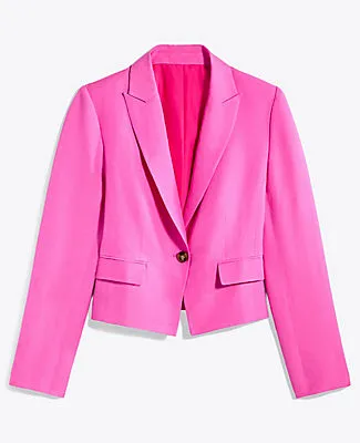 Ann Taylor The Shorter Single Button Blazer in Linen Blend sold by Ann Taylor product image thumbnail 4