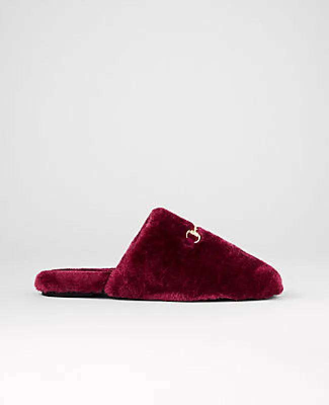Ann Taylor Weekend Horsebit Fuzzy Slide Flat made by Ann Taylor