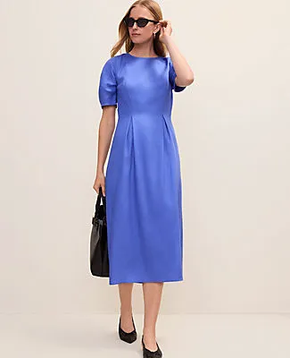 Ann Taylor Petite Crew Neck Flare Midi Dress sold by Ann Taylor product image thumbnail 3