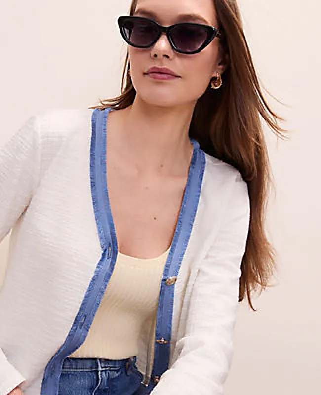 Ann Taylor Fringe Trim Cropped Tweed Jacket made by Ann Taylor