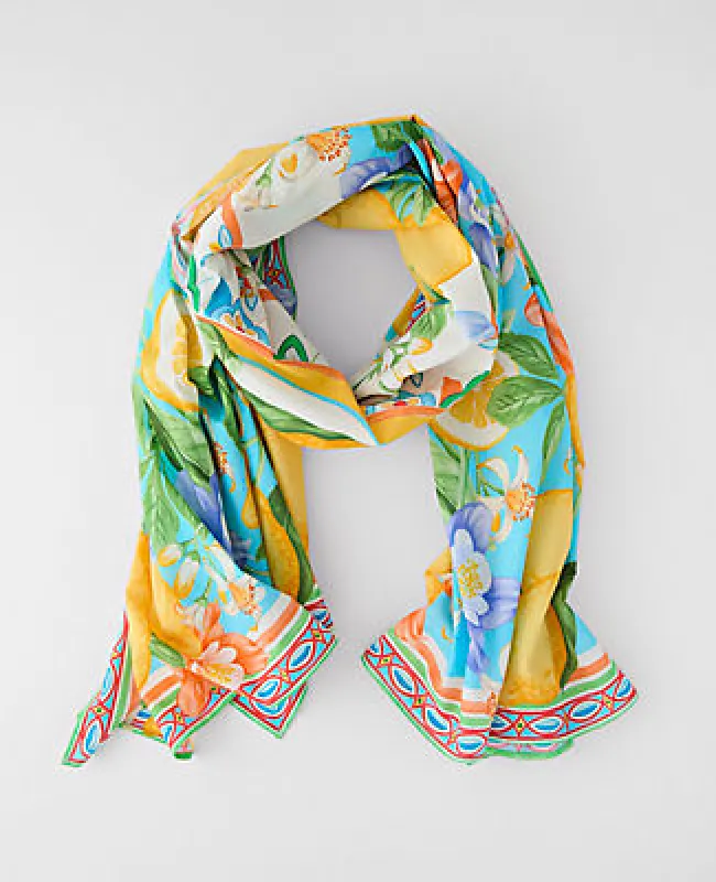 Ann Taylor Lemon Floral Print Scarf made by Ann Taylor
