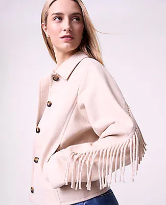 Ann Taylor Weekend Fringe Bomber Jacket sold by Ann Taylor product image thumbnail 3