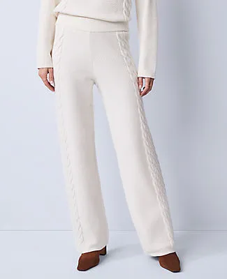 Ann Taylor Petite Weekend Mixed Stitch Wide-Leg Sweater Pant sold by Ann Taylor product image thumbnail 2