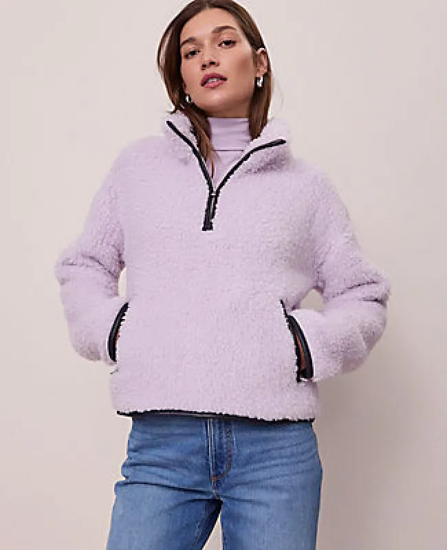 Ann Taylor Weekend Half-Zip Sherpa Pullover made by Ann Taylor